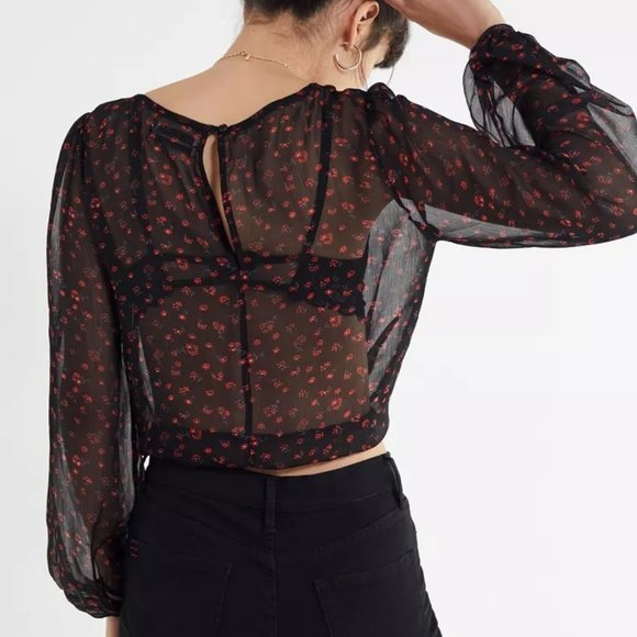 Urban Outfitters Sheer Floral Blouse - Picture 4 of 11